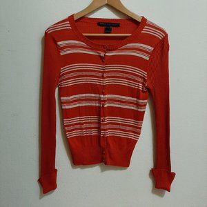 Marc by Marc Jacobs White Striped Red Cardigan Women's Size Small Sweater